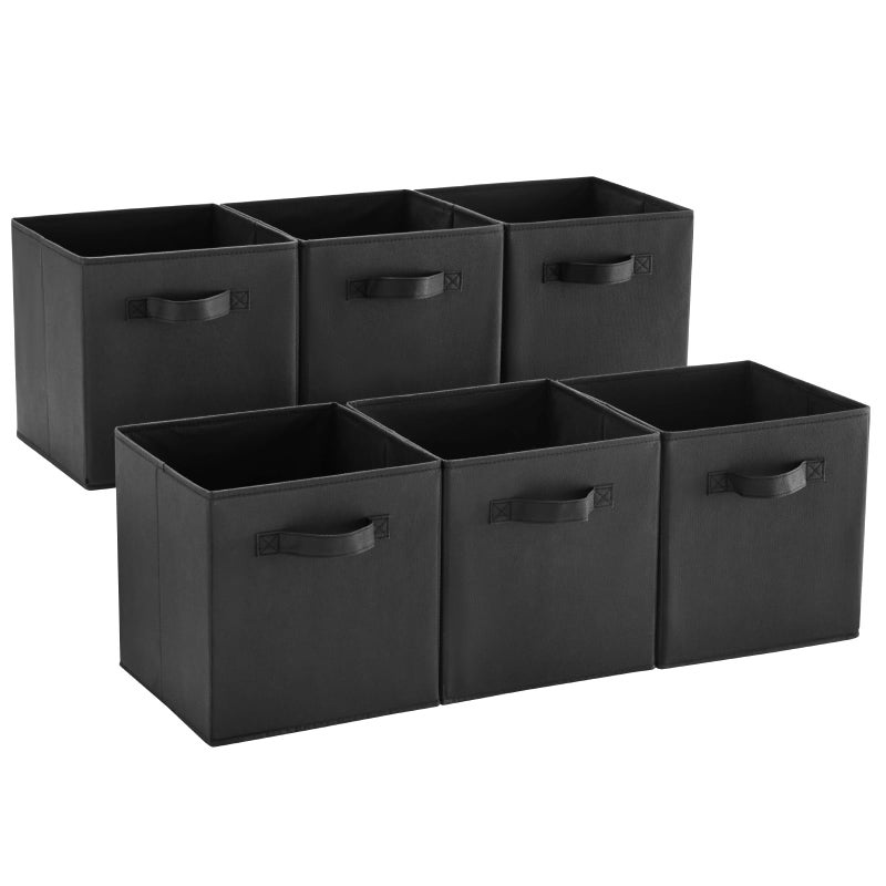 MAX Houser Fabric Cloth Storage Bins,Foldable Storage Cubes Organizer Baskets with Dual Handles for Home Bedroom Storage,Set of 6(Black) - Image 1
